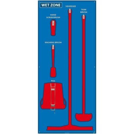 NMC National Marker Wet Zone Shadow Board, Blue/Red, 68 X 30, Pro Series Acrylic - SB114FG